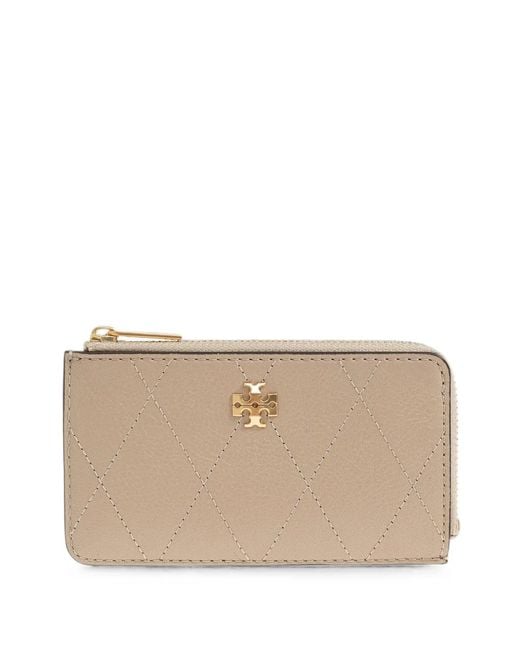 Tory Burch Natural Quilted Leather Card Holder