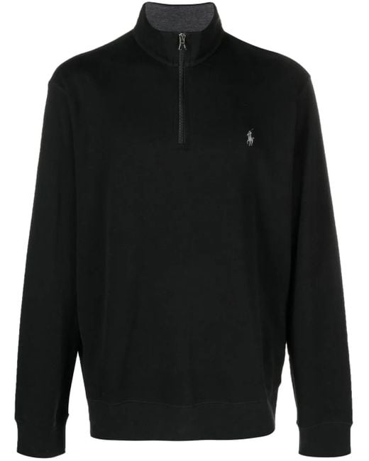 Polo Ralph Lauren Black Logo Patch Half-Zip Pullover for men