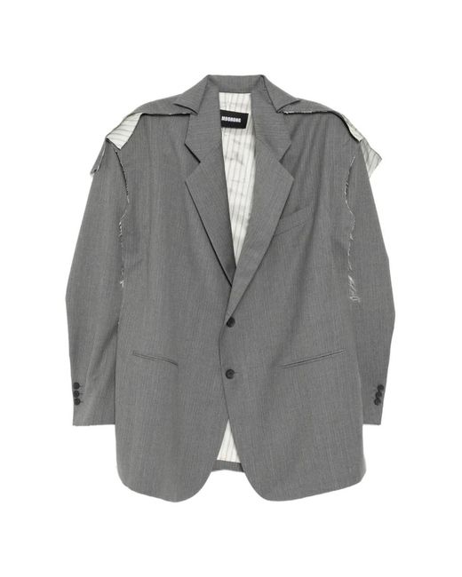 Moohong Gray Deconstructed Striped Jacket for men