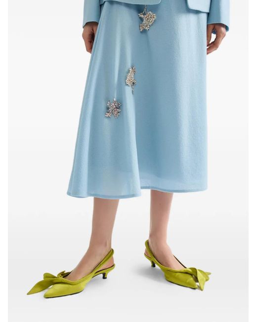 Erdem Blue Embellished Draped Skirt