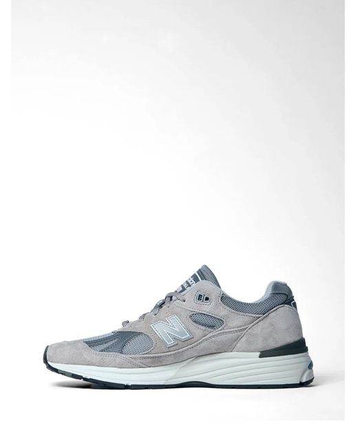 New Balance White 991V2 Logo-Patch Sneakers