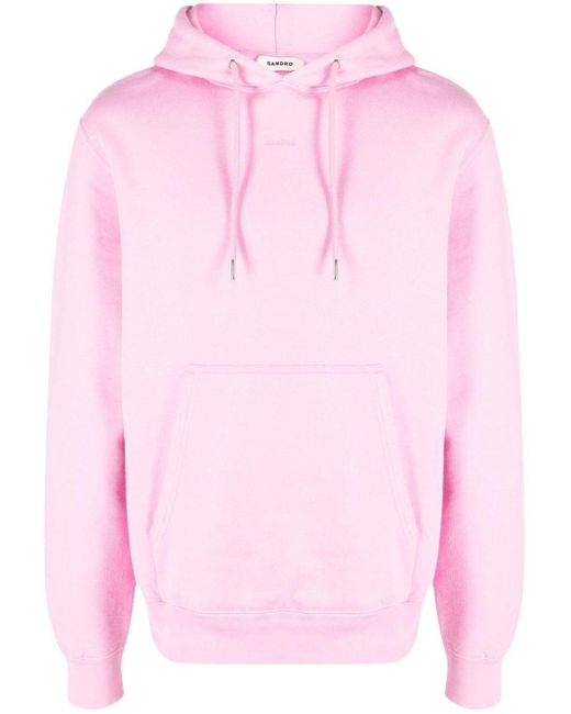Sandro Embroidered-logo Detail Hoodie in Pink for Men | Lyst