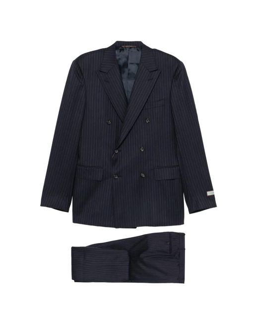 Canali Blue Pinstripe Double-Breasted Suit for men
