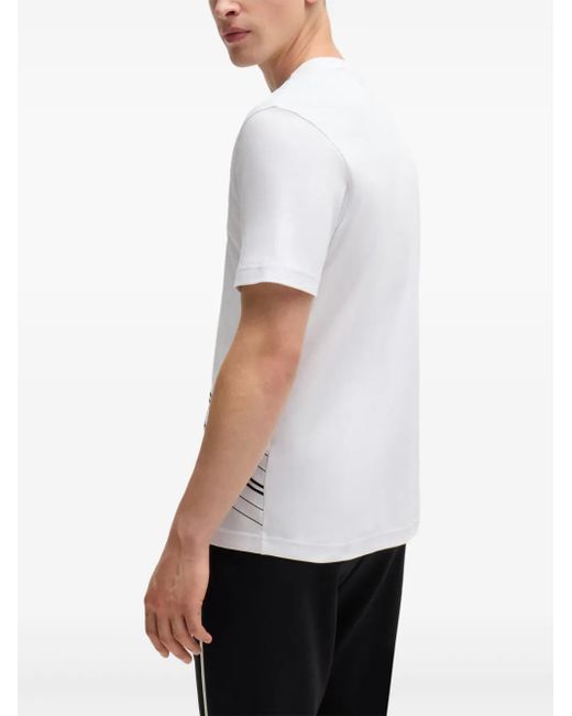 Boss White Fineline Artwork T-Shirt for men