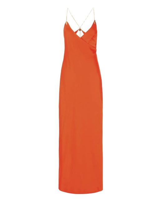 Danamé Orange Maddy Chain-Strap Maxi Dress