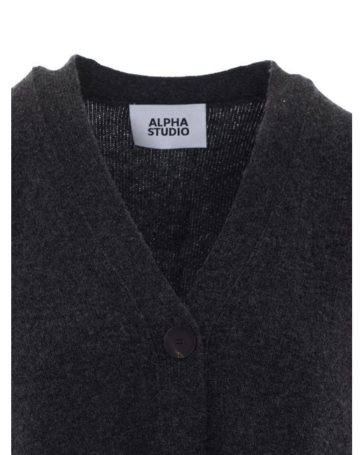 Alpha Studio Blue V-Neck Button-Up Cardigan