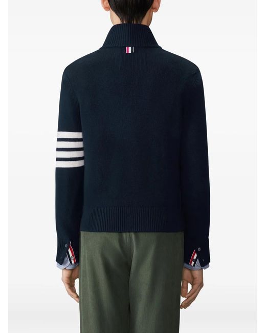 Pull En Laine Mérinos À Col Cheminée 4 Bandes Signature Thom Browne pour homme en coloris Blue