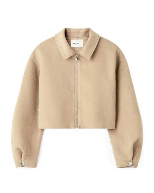 Soft Goat Natural Zip-Up Cropped Jacket