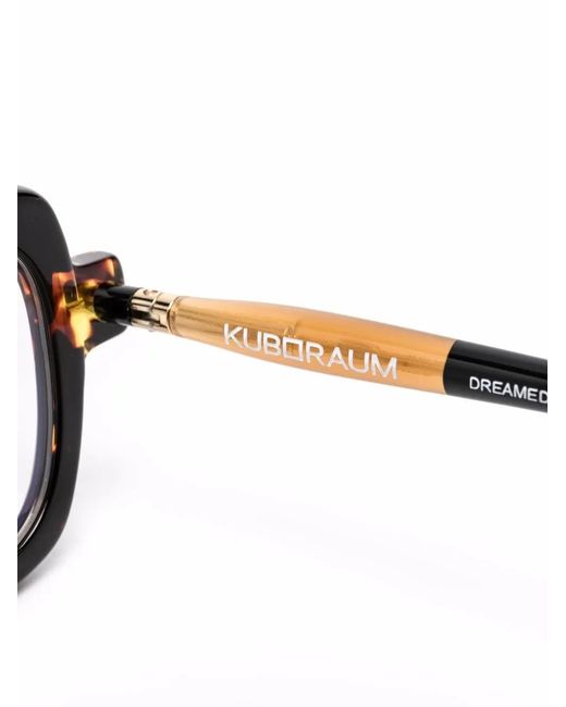 Kuboraum Brown Tortoiseshell-Effect Square-Frame Glasses