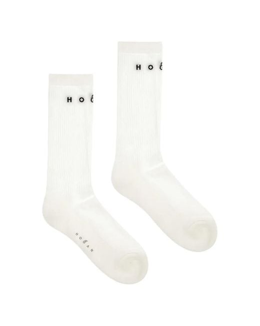 Hogan White Chaussettes En Maille Côtelée for men