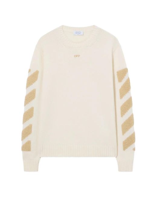Off-White c/o Virgil Abloh White Diag Fuzzy-Knit Sweater for men