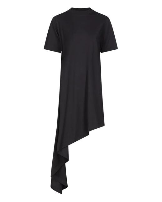 Loulou de Saison Black Crew-Neck Asymmetrical Dress