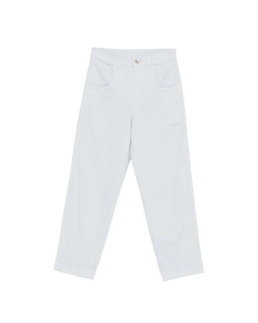Eleventy White Belt-Loops Trousers