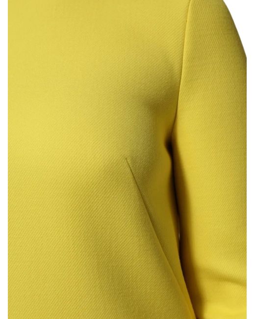 Dolce & Gabbana Yellow Diagonal-Weave Long-Sleeve Mini Dress