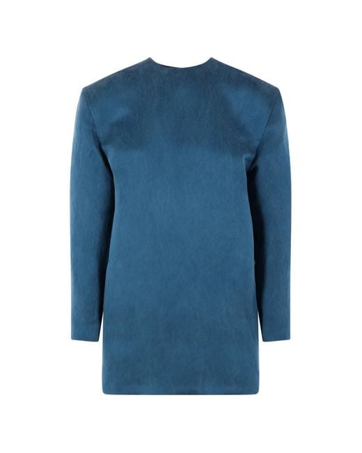 Saint Laurent Blue Logo-Detail Mini Dress