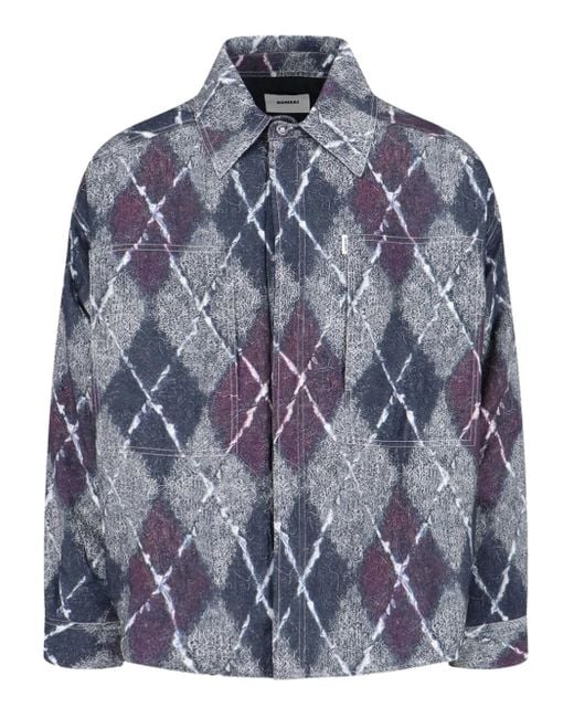 Bonsai Blue Diamond Texture Shirt Jacket for men