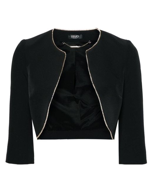 Liu Jo Black Rhinestone-embellished Cropped Jacket