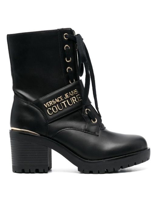 Botas con placa del logo y cordones de Versace Jeans Couture de color Negro  | Lyst