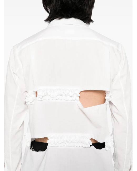 COMME DES GARÇON BLACK White Ruffle Peter Pan-Collar Shirt
