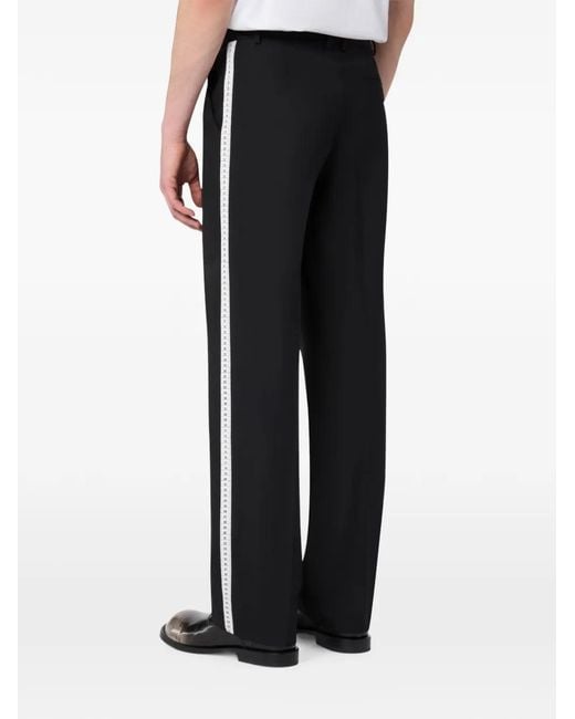 Moschino Black Measuring Tape-Trim Trousers for men