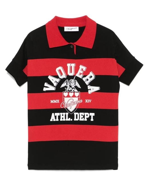 VAQUERA Red Striped Polo Top