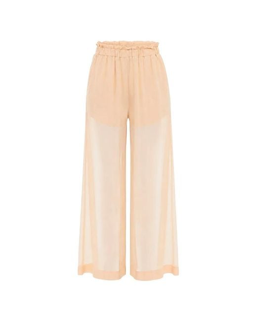 SLEEP NO MORE White Chiffon Silk Trousers