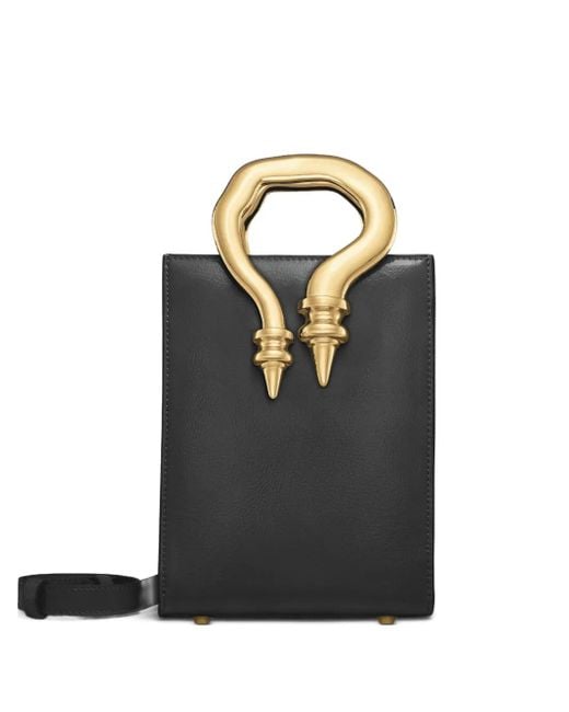 OKHTEIN Mini Patent Leather Sculpted-Handle Tote Bag in Black Lyst