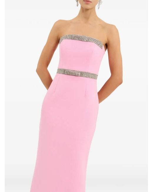 Rebecca Vallance Pink Precious Crystal-Embellished Strapless Gown
