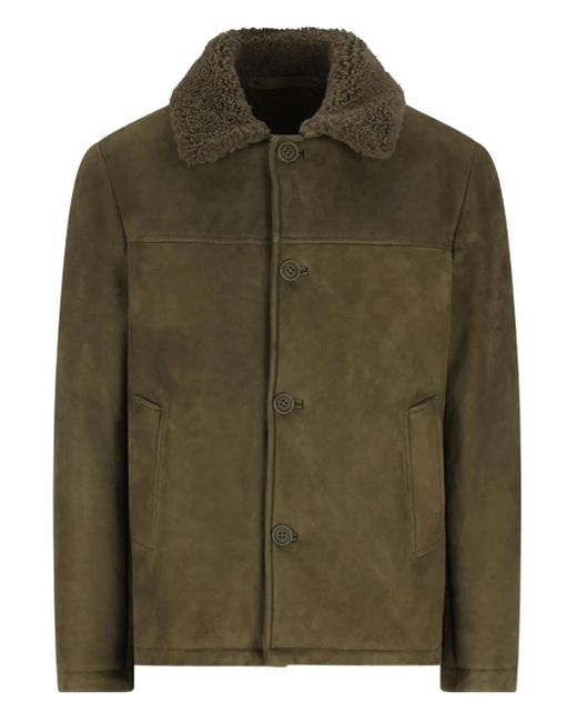 Salvatore Santoro Green Buttoned Suede Jacket for men