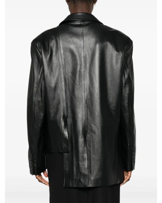 MEDEA Black Asymmetric Leather Jacket