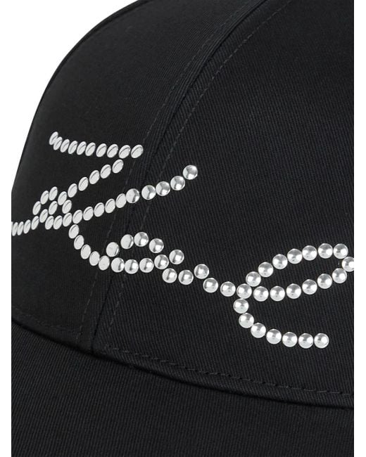 Karl Lagerfeld Black Stud-Embellished Cap