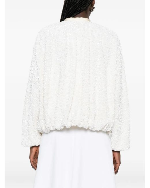 Vivetta White Veste Zippée À Sequins