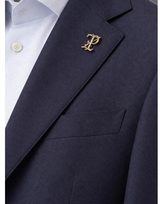 Pal Zileri Blue Veste À Simple Boutonnage Et Pin Logo for men
