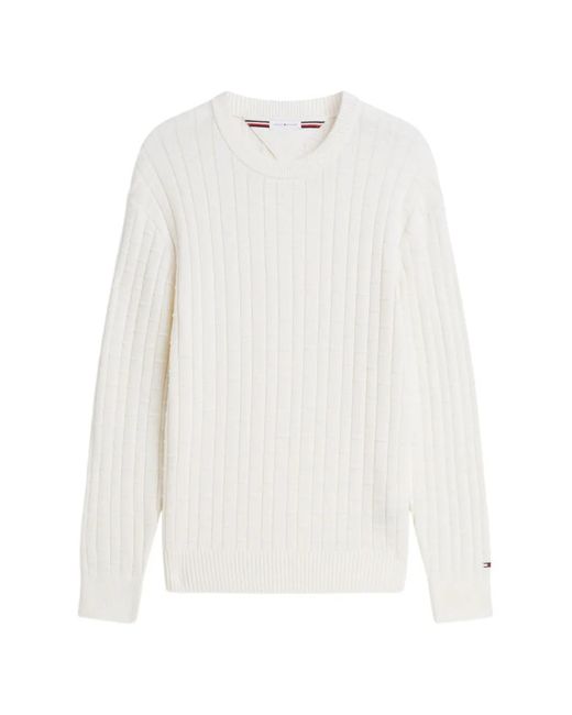 Tommy Hilfiger White Crew-Neck Sweater for men
