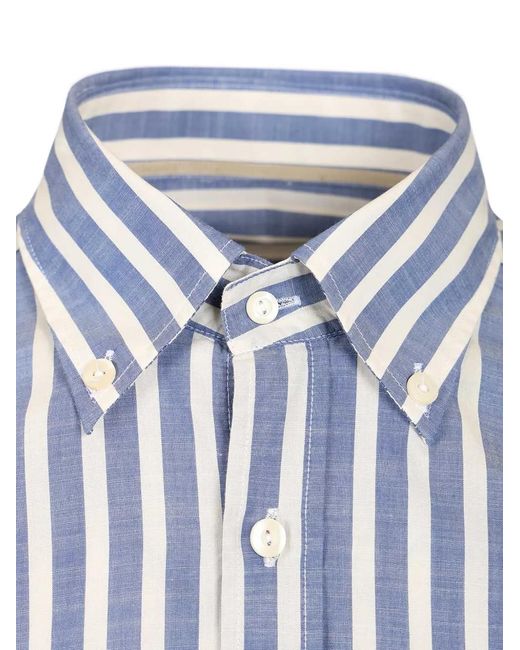 Al Duca D'aosta Blue Striped Button-Down Shirt for men