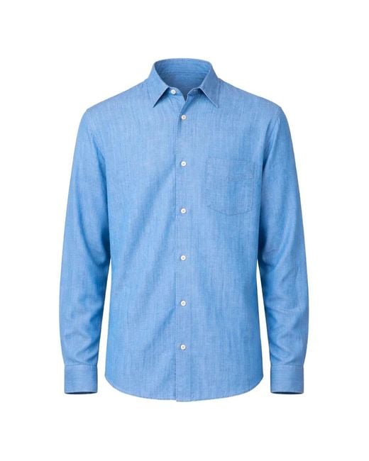 Officine Generale Blue Long-Sleeved Shirt for men
