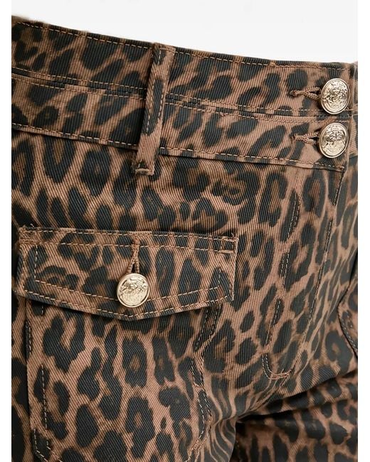 Morgan Brown High-Waisted Leopard-Print Bootcut Jeans