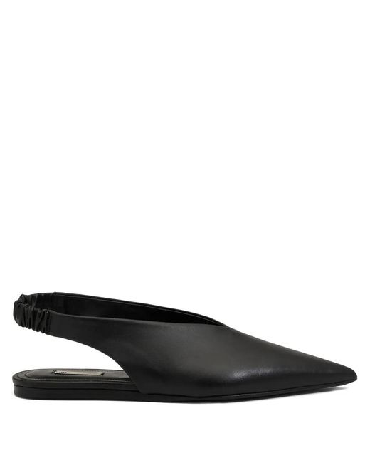 AMI Black Lamb Leather Pointed Toe Slingbacks
