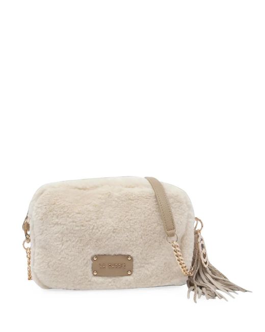 La Carrie Natural Teddy Faux-Fur Shoulder Bag