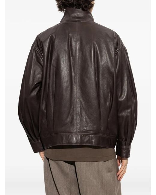 Arma Gray Paulo High-Neck Leather Jacket for men