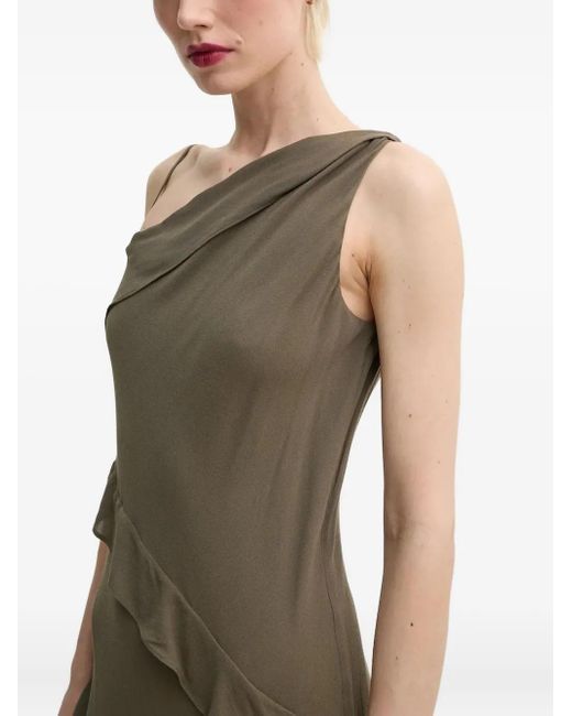 Samsøe & Samsøe Green Asymmetric Ruffle Midi Dress