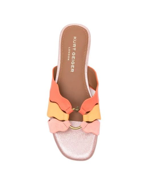 Kurt Geiger Pink Sun Wave Ring-Detail Flat Sandals