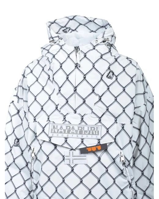 Napapijri White X Pdf Channel Rainforest Chain-Link Print Jacket for men