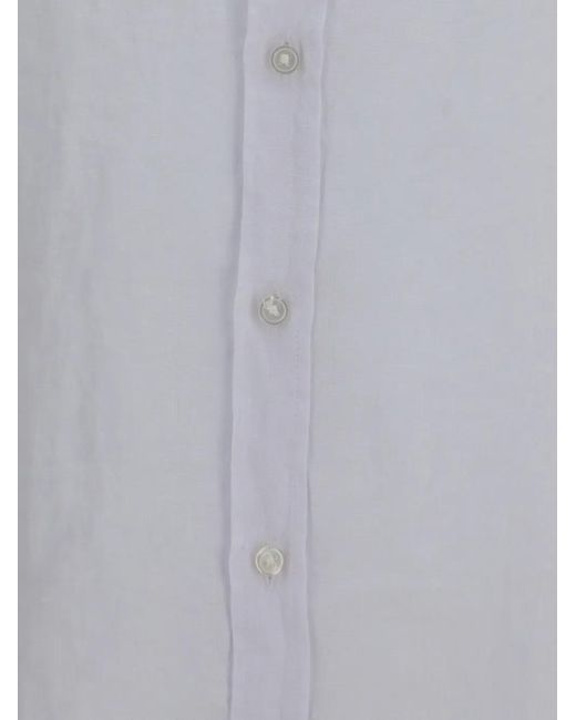 Boss White Button-Down Linen Shirt for men