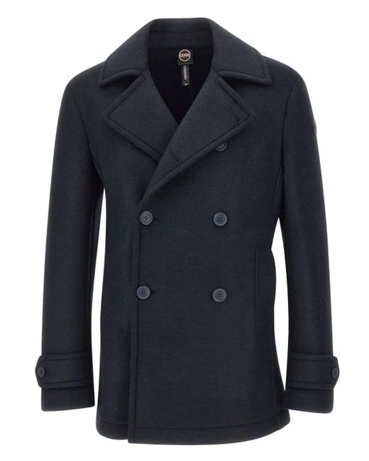 Colmar Blue Double-Breasted Peaked-Lapel Coat for men