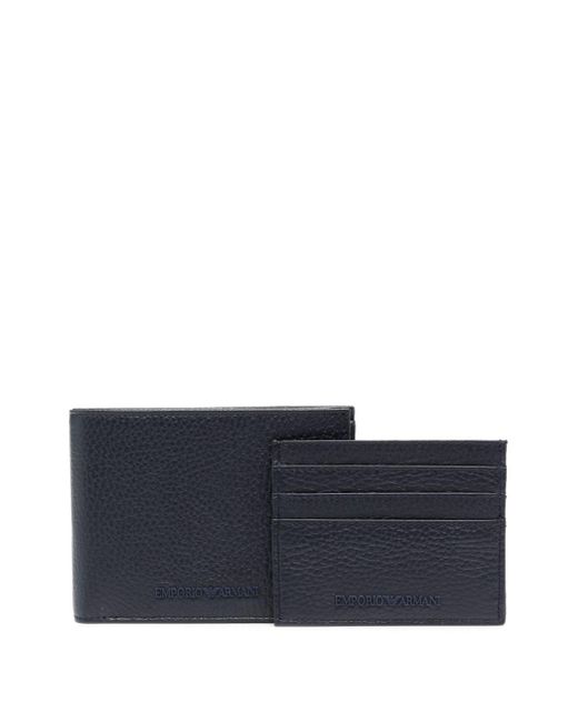 Emporio Armani Logo-rubberised Leather Wallet And Card Holder (set Of Two)  in Blue for Men | Lyst