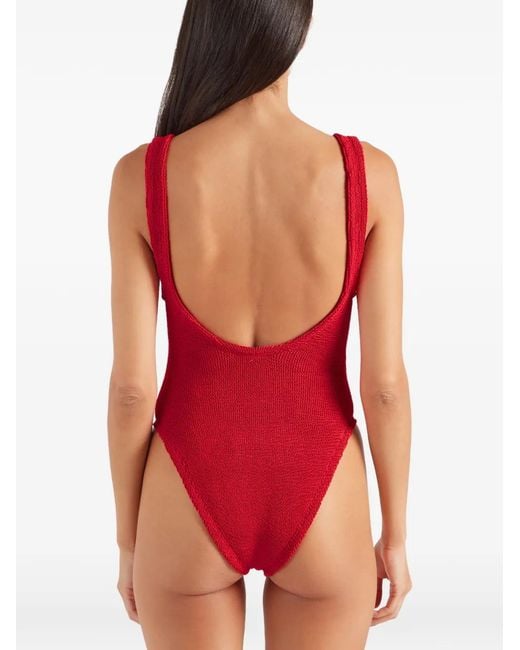 Hunza G Red Domino Hoop-Detail Swimsuit