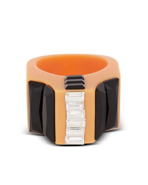 Balmain Orange Rhinestone-embellished Flat-band Ring