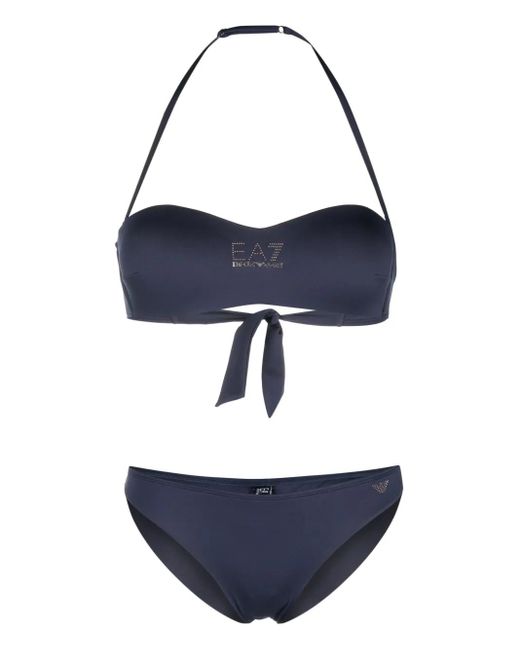Bikini con aplique del logo EA7 de color Blue
