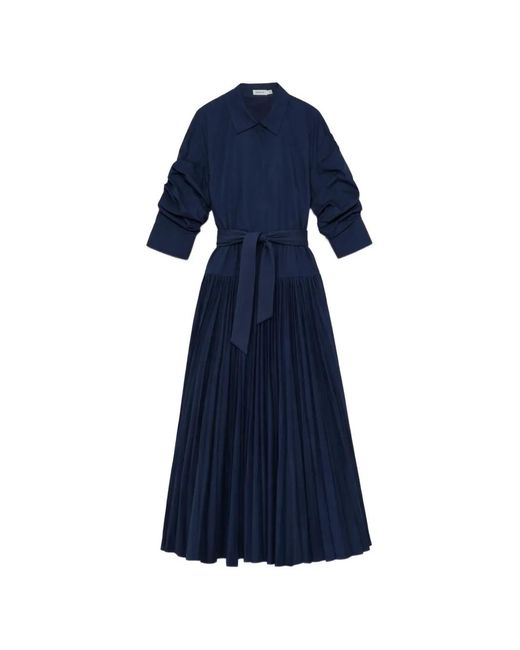 Jonathan Simkhai Blue Arlo Belted Pleated Dress
